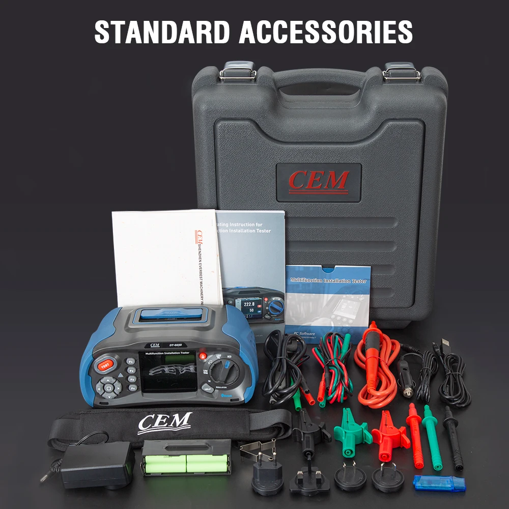 CEM DT-6650 Multifunction Installation Tester With Insulation Resistance Earth Resistance loop Impedance Voltage RCD PFGPSC CEM DT-6650 Multifunction Installation Tester With Insulation Resistance Earth Resistance loop Impedance Voltage RCD PFGPSC